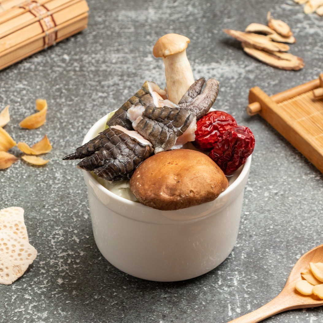 【鱷魚廚房】寶菇龍鳳燉鱷盅湯 Mushroom crocodile meat soup